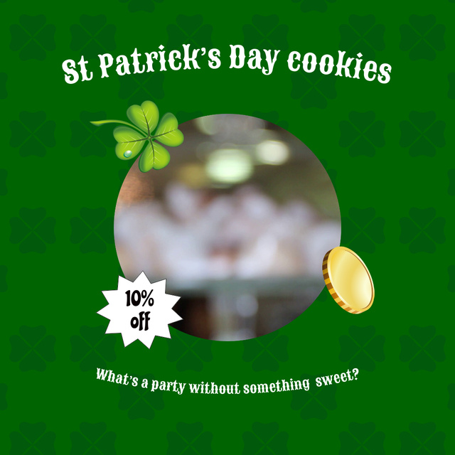 Plantilla de diseño de Sweet Cookies Sale Offer On Patrick’s Day Animated Post 