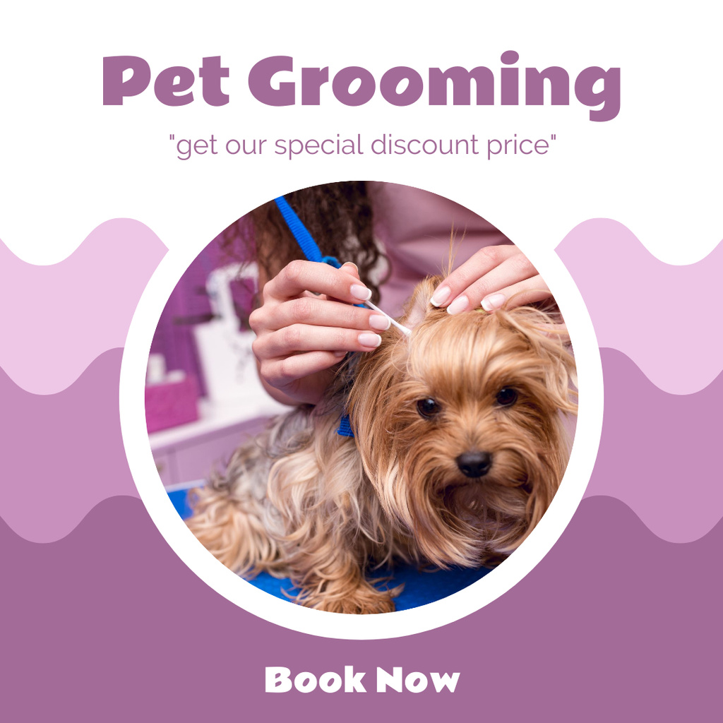 Pet Grooming Services Instagram ADデザインテンプレート