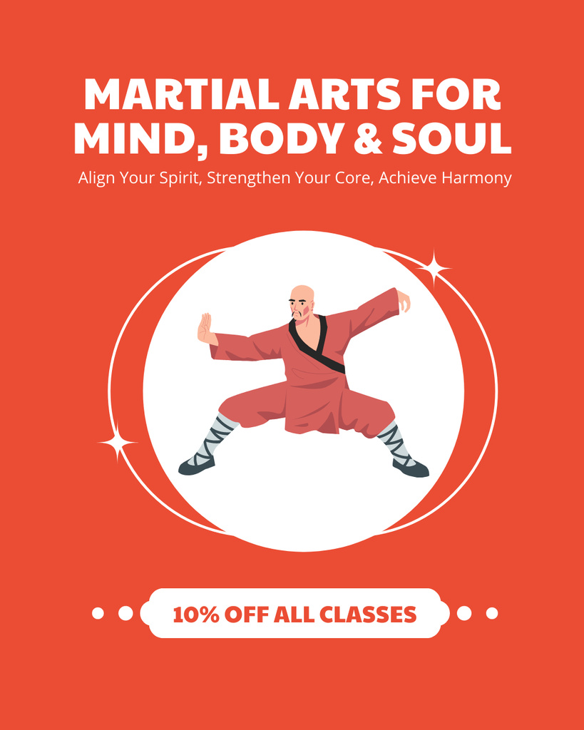 Discount Offer on All Martial Arts Classes Instagram Post Vertical Design Template