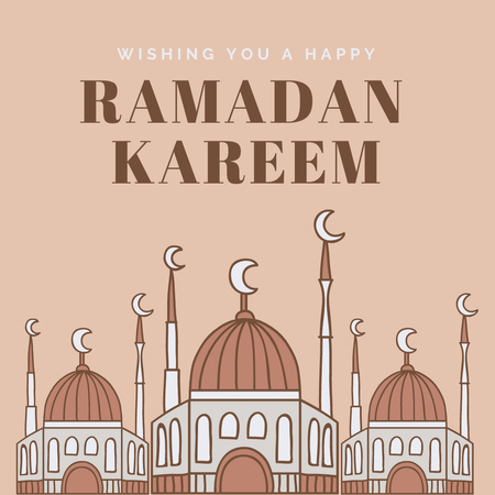 Beautiful Ramadan Greeting with Mosque Instagram Πρότυπο σχεδίασης