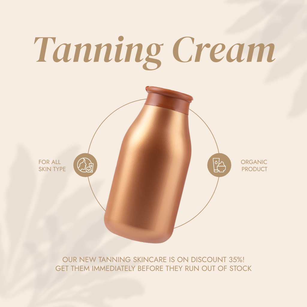 Bronzing Tanning Cream Sale Announcement Instagram Πρότυπο σχεδίασης