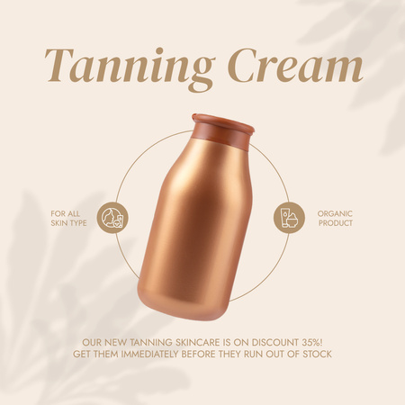 Ανακοίνωση πώλησης Bronzing Tanning Cream Instagram Πρότυπο σχεδίασης