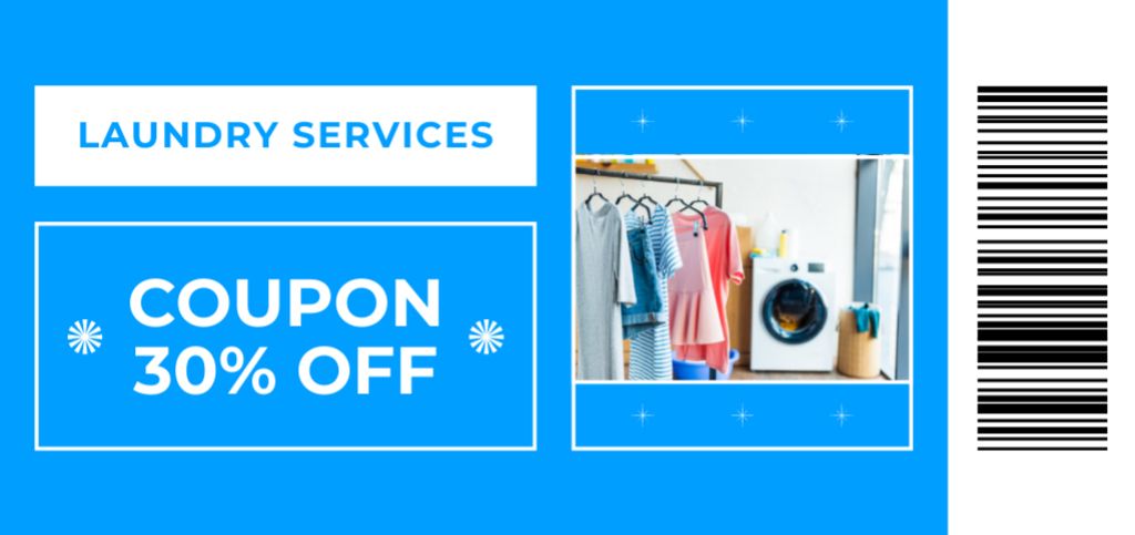 Discount for Laundry Services with Clothes Coupon Din Large Design Template