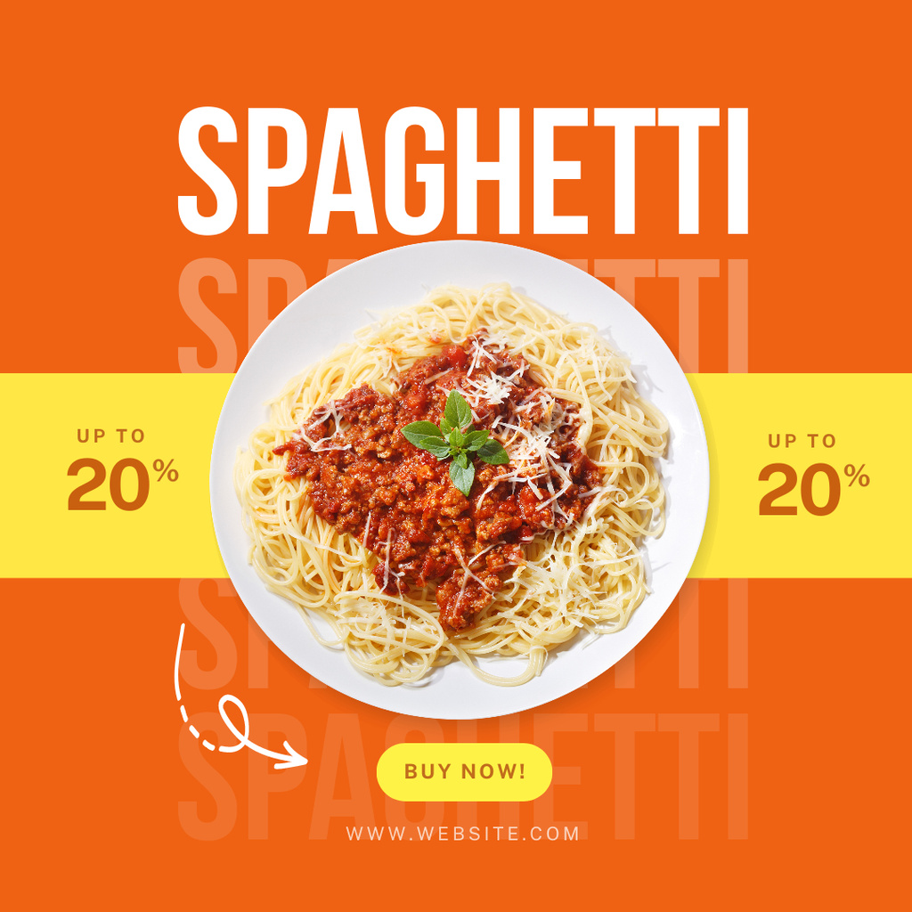 Spaghetti Discount Offer with Sauce Instagram Design Template