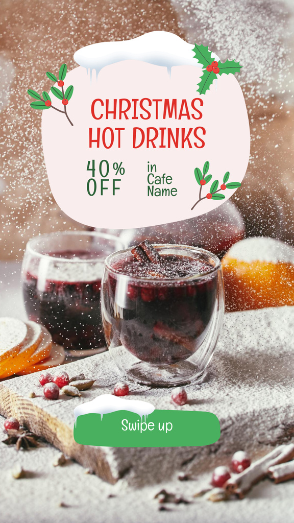 Designvorlage Christmas Hot Drinks Ad für Instagram Story