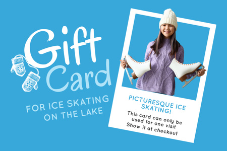 Announcement of Ice Skating on Lake Gift Certificate Design Template