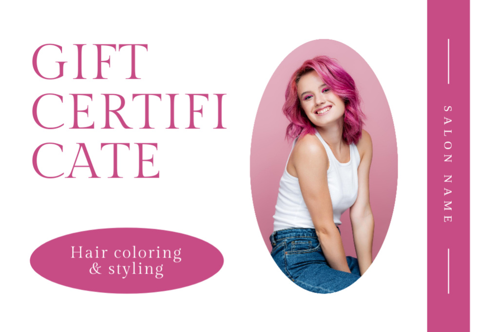 Platilla de diseño Special Offer of Hair Coloring in Beauty Studio Gift Certificate