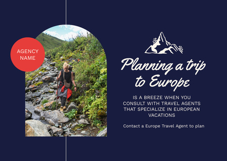 Matkusta Eurooppaan aktiivisen vapaa-ajan kanssa Card Design Template