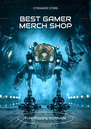 Gaming Merch Shop Ad Poster Design Template