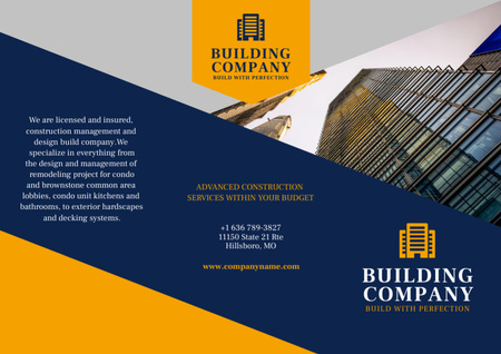 Building Company Ad with Skyscrapers Brochure Design Template