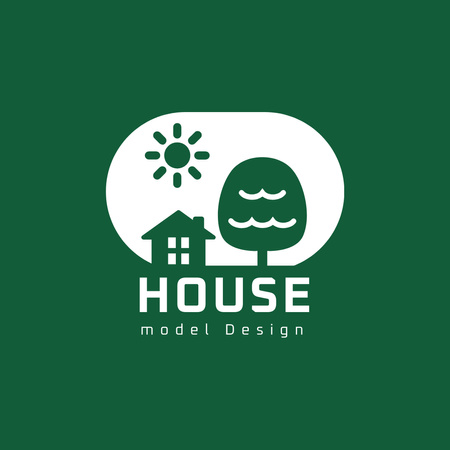 House Model Design in Green Logo 1080x1080pxデザインテンプレート