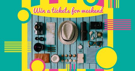 Platilla de diseño Stylish travel kit for Weekend Trips Facebook AD