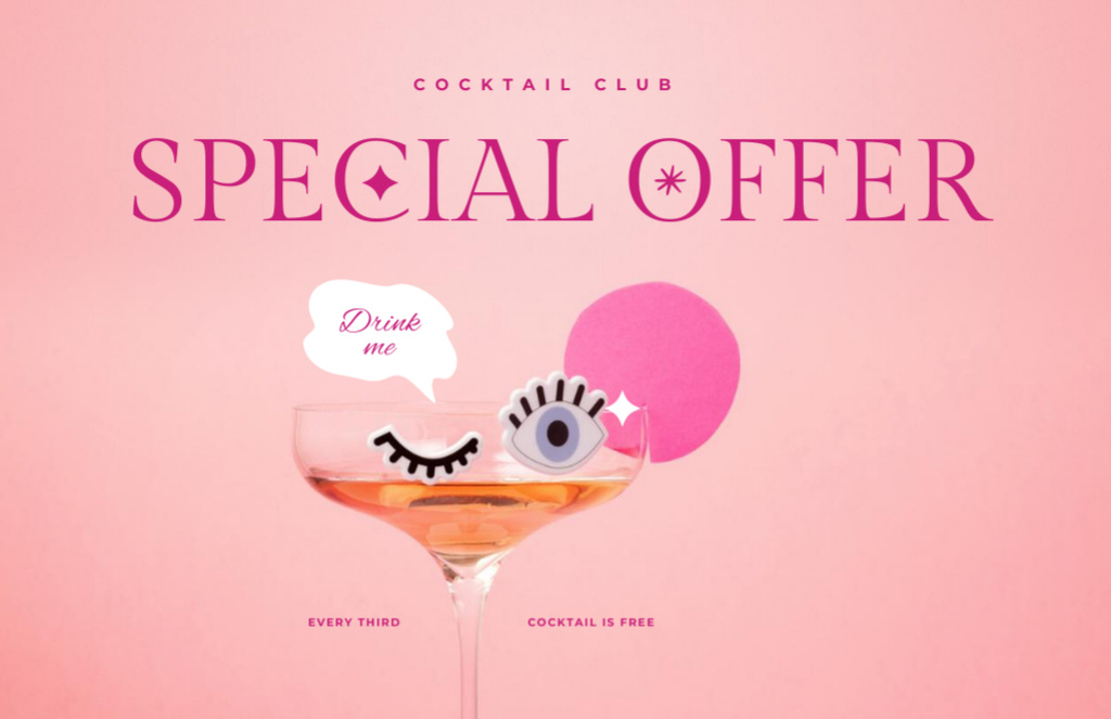 Discount on Drinks in Cocktail Club Flyer 5.5x8.5in Horizontal tervezősablon