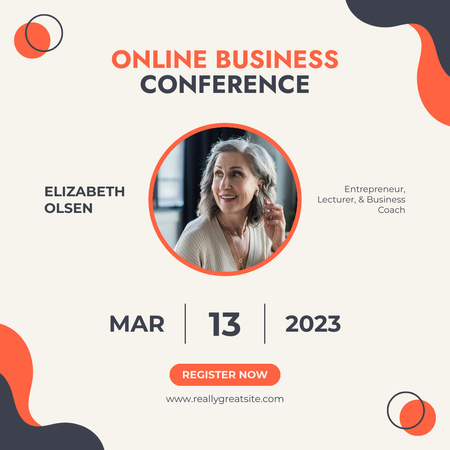 Online üzleti és vállalkozói konferencia bejelentése Instagram tervezősablon