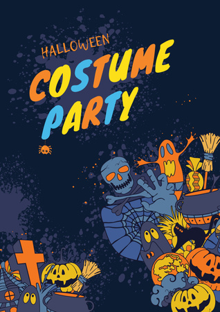 Halloween Party Announcement with Holiday Attributes Poster Modelo de Design