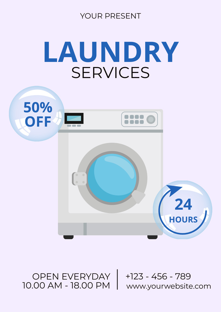 Offer Discounts on Laundry Service Poster – шаблон для дизайну
