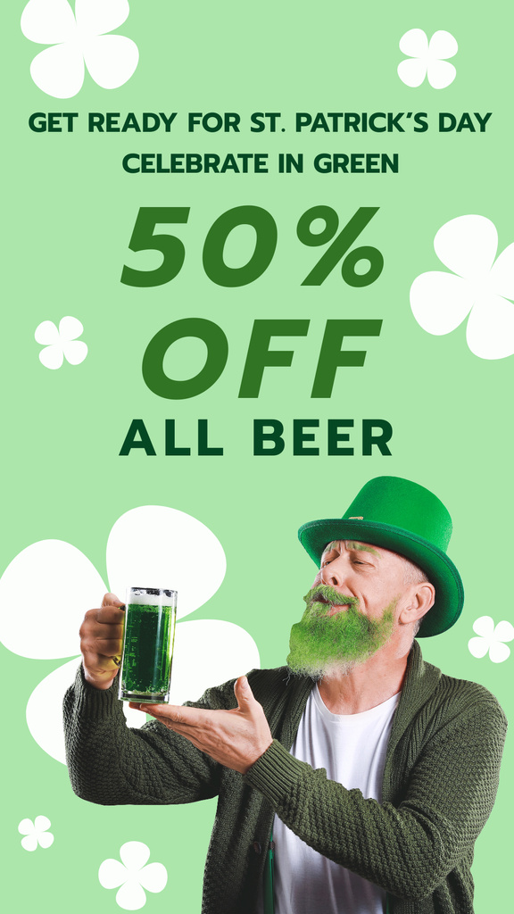 Designvorlage St. Patrick's Day Beer Discount Announcement für Instagram Story