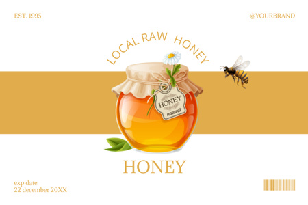 Local Raw Honey Label Tasarım Şablonu