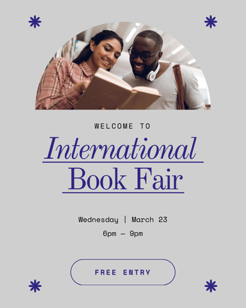 Exciting Book Fair Announcement Reminder Poster 16x20in Modelo de Design