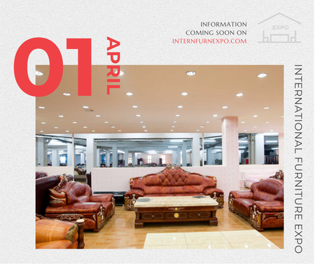 Furniture Expo invitation with modern Interior Facebook Tasarım Şablonu