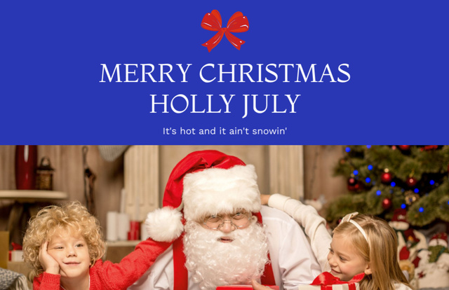 Santa Celebrates Christmas in July with Little Children Flyer 5.5x8.5in Horizontal Design Template