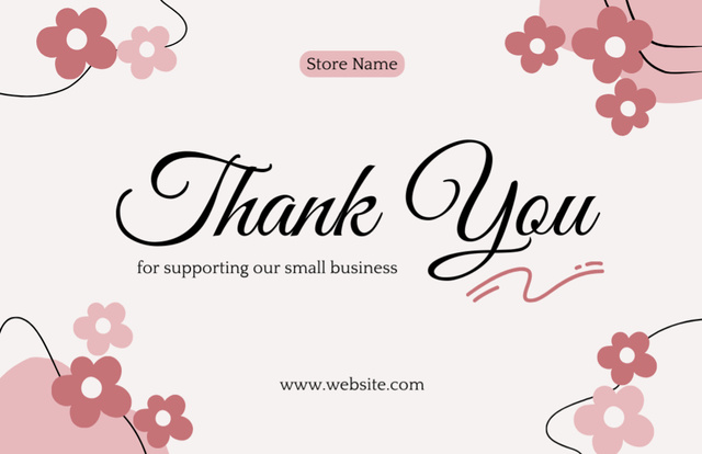 Plantilla de diseño de Thank You Message with Simple Pink Flowers Thank You Card 5.5x8.5in 