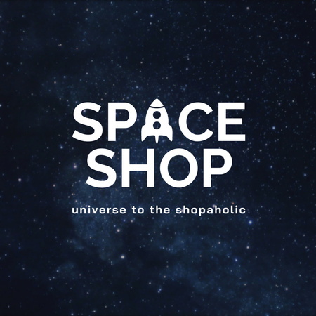 Space Shop Ad with Night Sky Logo Tasarım Şablonu
