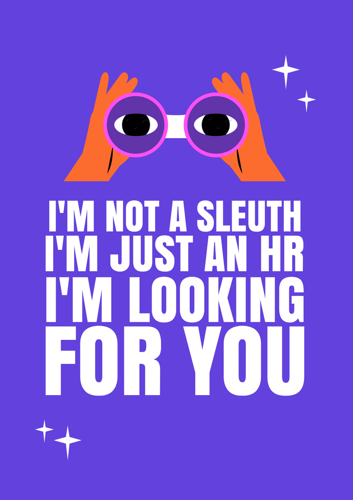 Vacancy Ad with Funny Recruiter looking through Binoculars Online Poster A2  Template - VistaCreate