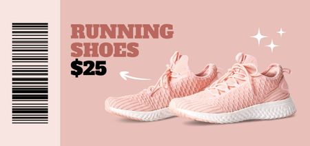 Platilla de diseño Pink Running Footwear for Sport Shop Offer Coupon Din Large