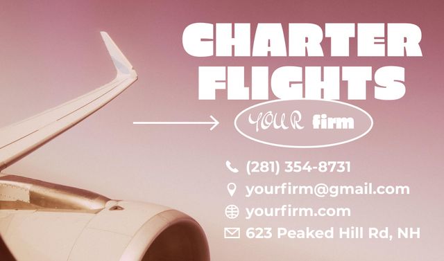Ontwerpsjabloon van Business card van Charter Flights Services Offer