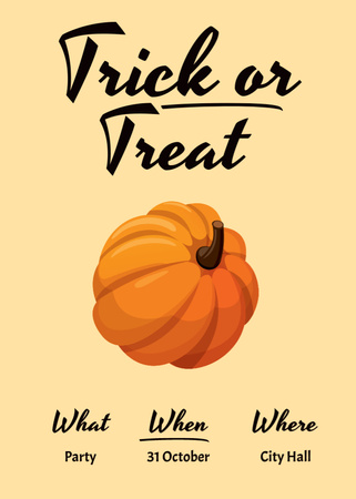 Halloween Party Announcement with Pumpkin Invitation – шаблон для дизайна