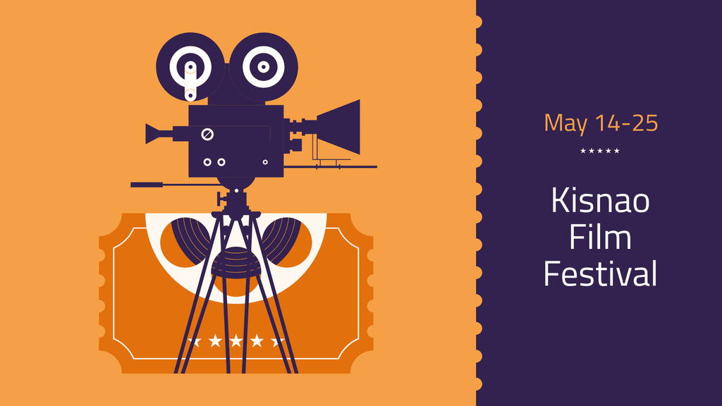 Film Festival Announcement with Movie Projector on Orange FB event cover – шаблон для дизайна