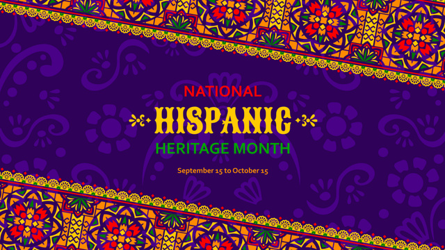 Ontwerpsjabloon van Zoom Background van Floral Ornaments And Colorful Art For National Hispanic Heritage Month