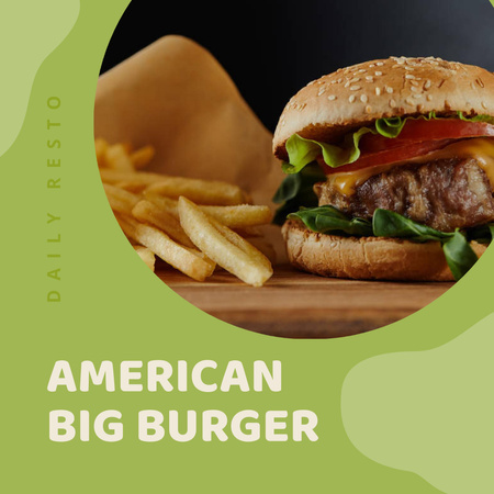 Speciální nabídka American Burger Instagram Šablona návrhu