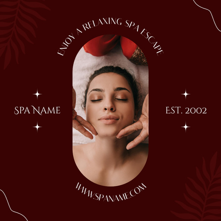 Beautiful Woman Having Face Massage In Spa Salon  Instagram Šablona návrhu