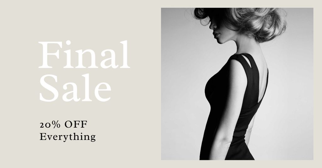 Fashion Sale with Woman in Elegant Dress Facebook AD – шаблон для дизайну