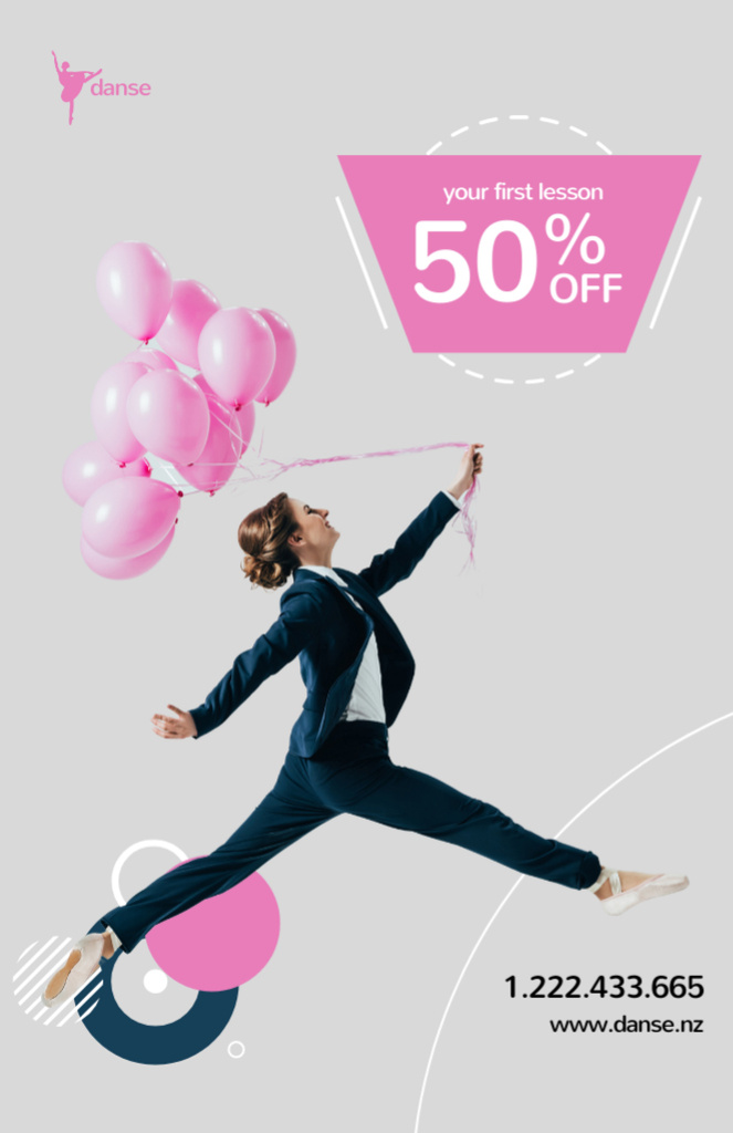 Discount Offer in Dance Studio Flyer 5.5x8.5in Tasarım Şablonu