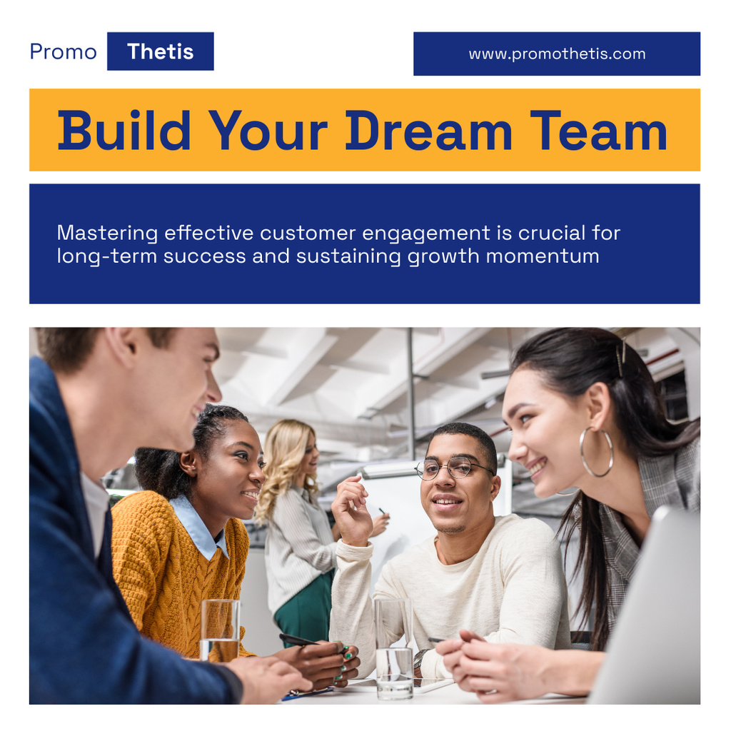 Modèle de visuel Tips for Building Your Dream Team on Blue - Instagram