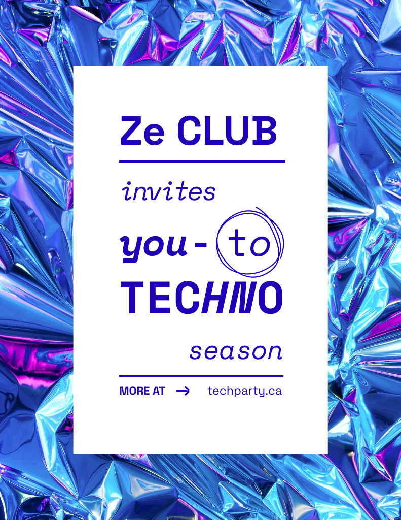 Techno Party Announcement Flyer 8.5x11in Design Template