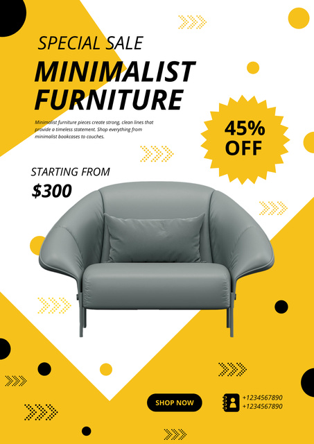 Furniture Sale with Modern Sofa Poster Πρότυπο σχεδίασης