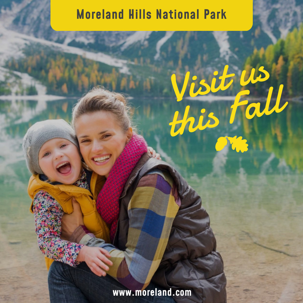 Mother and daughter travelling to National park Instagram AD Modelo de Design
