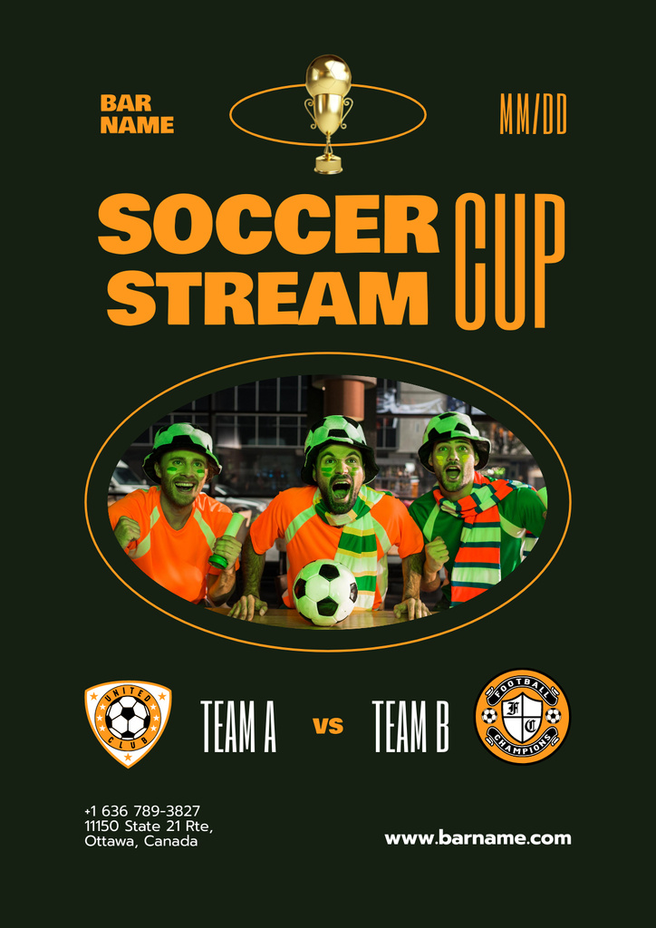 Designvorlage Soccer Game Stream Ad für Poster