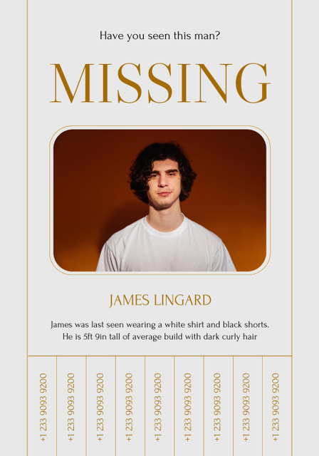 Announcement of Missing Young Guy Poster 28x40in Design Template