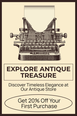 Plantilla de diseño de Máquina de escribir coleccionable y tesoro antiguo a precios reducidos Pinterest 