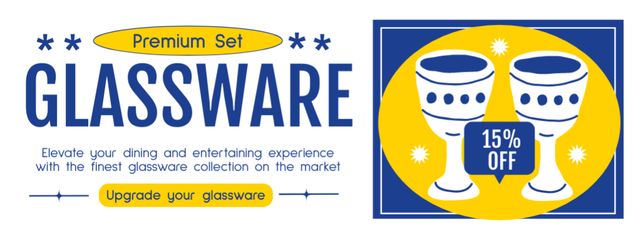 Premium Set of Glassware for Sale Facebook cover Design Template