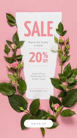 Natural Cosmetics Sale on Roses frame Instagram Story Design Template