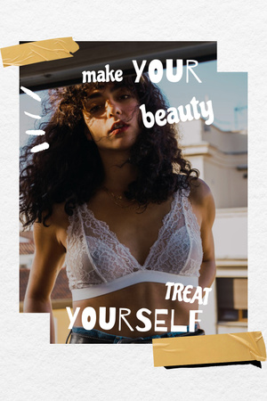 Szablon projektu Beauty Inspiration with Attractive Young Girl Pinterest