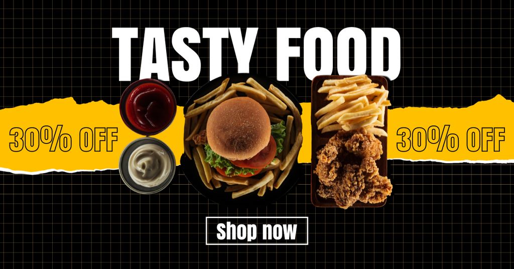 Ontwerpsjabloon van Facebook AD van Discount Offer on Tasty Street Food