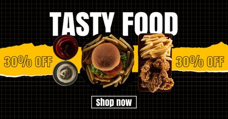Oferta de desconto na Tasty Street Food Facebook AD Modelo de Design