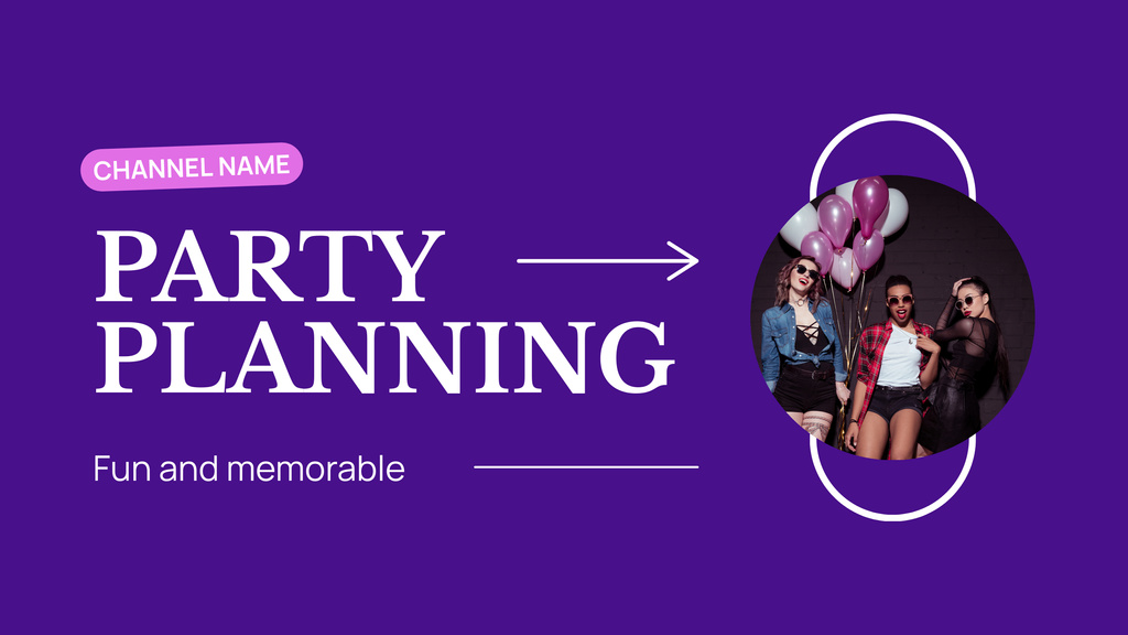 Event Planning Services with Women in Party Outfits Youtube tervezősablon